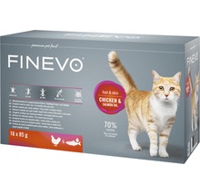 Katzenfutter nass FINEVO Hair&Skin Huhn mit Lachsöl 16x85 g-thumb-0