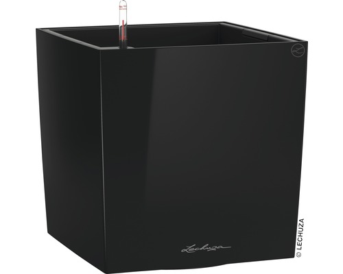 Pflanzkübel Lechuza Cube 30 Komplettset schwarz inkl. Erdbewässerungsystem Pflanzeinsatz Substrat Wasserstandsanzeiger