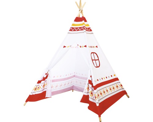 Kinder Zelt LED Tipi Textil rot weiß
