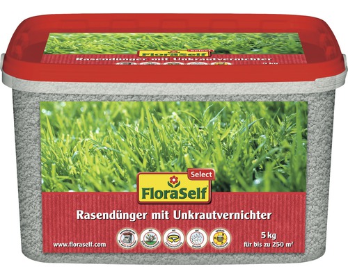 Rasendünger mit Unkrautvernichter FloraSelf Select 5 kg für bis zu 250 m²
