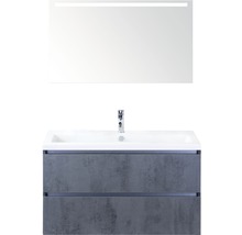 Badmöbel-Set Sanox Vogue BxHxT 101 x 169 x 41 cm Frontfarbe beton anthrazit mit Waschtisch Keramik weiß und Keramik-Waschtisch Waschtischunterschrank Spiegel mit LED-Beleuchtung-thumb-0