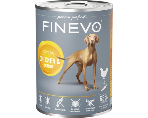 Hundefutter nass FINEVO Active Dog Huhn mit Karotte 400 g