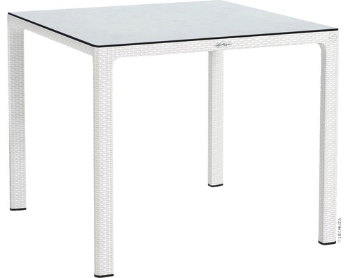Lechuza Gartentisch Kunststoff 90 x 90 cm weiß mit HPL Tischplatte