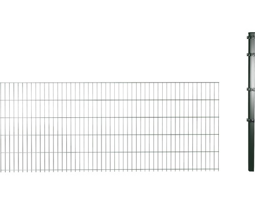 Erweiterungsset Doppelstabmattenset 6/5/6 inkl 1 Eckpfosten und Klemmhalter 103 cm x 2,5m, grün-0
