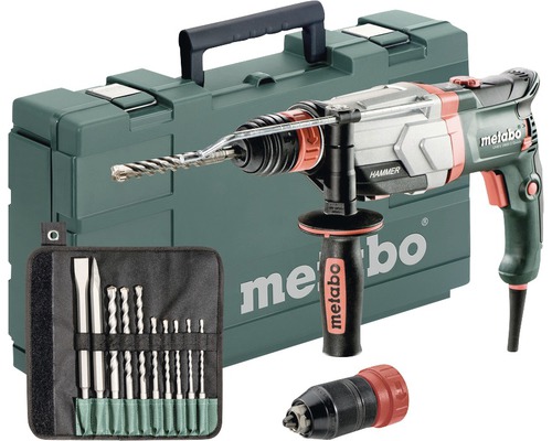 Bohr- & Meißelhammer Metabo UHEV 2860-2 Quick Set inkl. Wechselbohrfutter und SDS-plus-Bohrer-/ Meißelset 10-tlg.