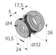 Halter für Kleiderstange rund zinkdruckguss/verchromt Ø 25 mm 30 Stück-thumb-1