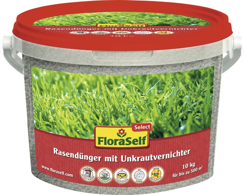 Rasendünger mit Unkrautvernichter FloraSelf Select 10 kg für bis zu 500 m²-0