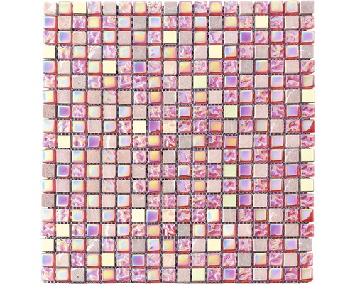 Glasmosaik Quadrat mix rot/rosa/gold 30,5 x 32,2 cm
