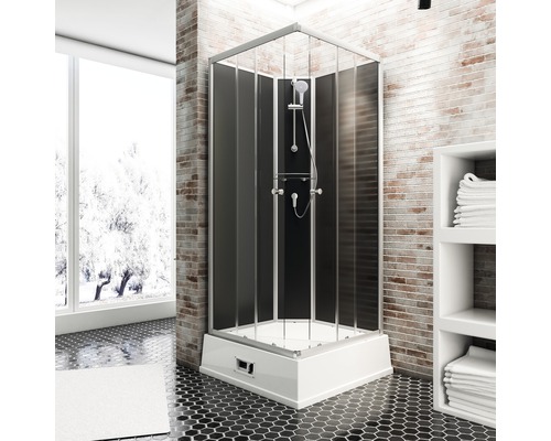 Wellnesskabine Schulte Korfu II mit Boiler und Pumpe 94 x 110 cm schwarz D193506 0150