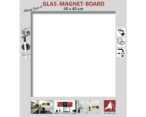 Glas Magnettafel weiß 40x40 cm