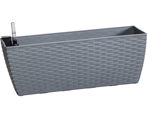 Lafiora Balkonkasten 50 x 18,5 x 18,5 cm Kunststoff grau inkl. Drainageplatte und Selbstbewässerungssystem