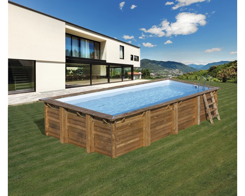 Aufstellpool HolzpoolSet eckig 620x420x133 cm inkl. Sandfilteranlage