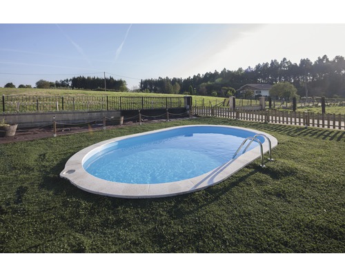 Einbaupool oval Einbaupool 600 x 320 x 120 cm 17850 l Weiß inkl. Sandfilteranlage