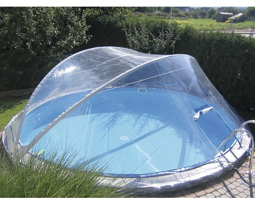 Pool Abdeckung Planet Pool Cabrio Dome transparent für schmalen Handlauf Ø 450 cm