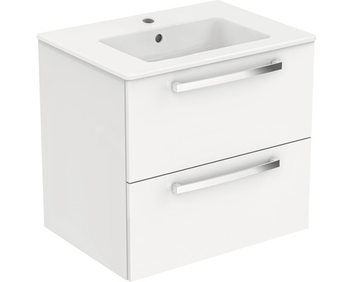 Badmöbel-Set Waschplatz Ideal Standard Eurovit Plus BxHxT 61 x 56,5 x 45 cm Frontfarbe weiß hochglanz weiß Badmöbelset 2-teilig mit Waschtisch Keramik weiß K2979WG