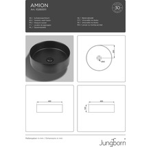 Jungborn Aufsatzwaschbecken AMION 40 cm mit Keramikstopfen schwarz matt-thumb-6