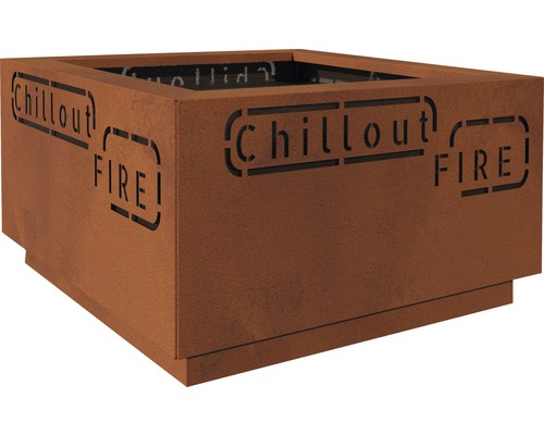 Chillout-Feuerstelle Feuerkorb Feuerschale GABIO 80 x 80 x 40 cm Edelrost
