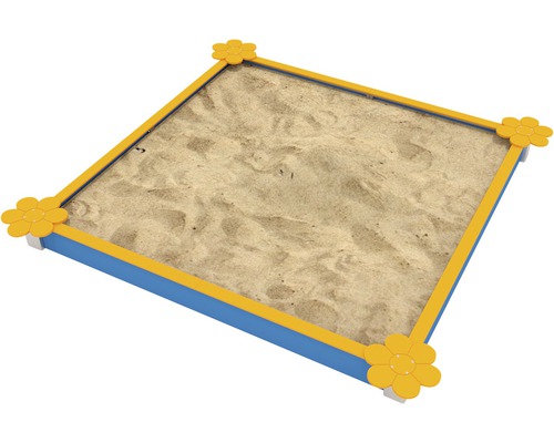 Sandkasten Kunstoff Metall 3,5 x 3,5 m blau gelb