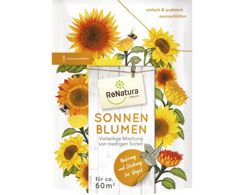 Blumensamenmix ReNatura Sonnenblumen-Mix niedrig für 60 m²-0