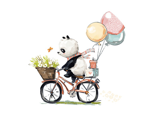 Fototapete Vlies Panda auf Fahrrad Ø 95 cm