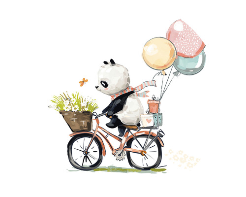 Fototapete Vlies Panda auf Fahrrad Ø 190 cm