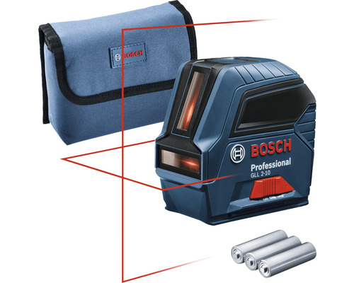 Linienlaser GLL 2-10 Bosch Professional inkl. Schutztasche und 3 x 1,5 V-LR6-Batterie (AA)