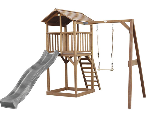 Spielturm axi Beach Tower mit Einzelschaukel Holz braun grau