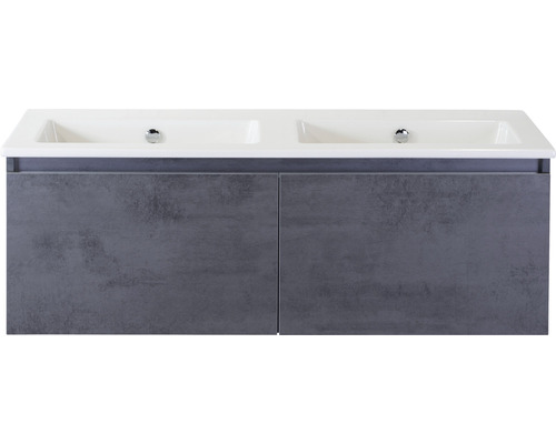 Badmöbel-Set Sanox Frozen BxHxT 121 x 42 x 46 cm Frontfarbe beton anthrazit mit Waschtisch Keramik weiß-0