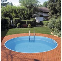 Einbaupool Stahlwandpool-Set Gre rund Ø 350x120 cm inkl. Sandfilteranlage, Skimmer, Leiter, Filtersand & Bodenschutzvlies weiß