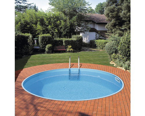 Einbaupool Stahlwandpool-Set Gre rund Ø 420x120 cm inkl. Sandfilteranlage, Skimmer, Leiter, Filtersand, Bodenschutzvlies & Abdeckplane weiß
