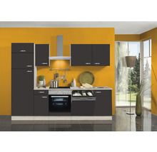 Küchenzeile Optifit Faro Breite 270 cm Frontfarbe anthrazit Korpusfarbe akazie-Dekor inkl. E-Geräte KPFR 2722DE-9+-thumb-0