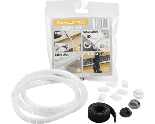 D-Line Kabelmanagement-Set weiß Kabelhalter