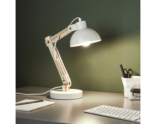 Bürolampe 1-flammig Moda Holz natur weiß H 415 mm