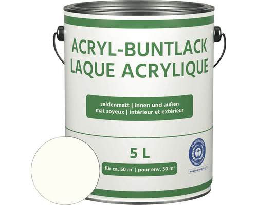 Acryl-Buntlack seidenmatt weiß 5 l