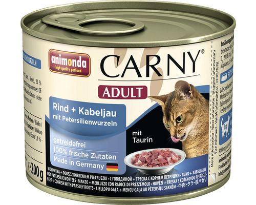 Katzenfutter nass animonda Carny Adult Rind & Kabeljau & Petersilienwurzeln 200 g