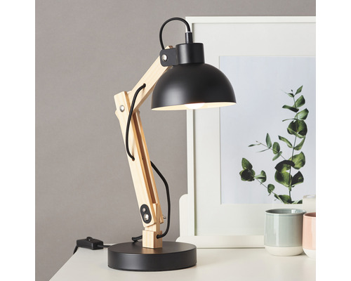 Bürolampe 1-flammig Moda Holz natur/schwarz H 415 mm