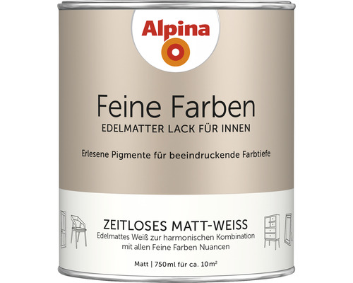 Alpina Feine Farben Lack Zeitloses Matt-Weiss edelmattes weiß 750 ml