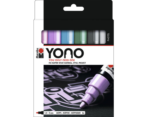 Marabu Yono Marker Set Pastel, 6 x 1,5-3 mm
