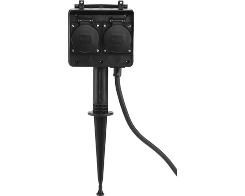 Gartensteckdose mit Erdspieß 4-fach IP44 1,5 m Kabel schwarz bis max. 3680 Watt-0