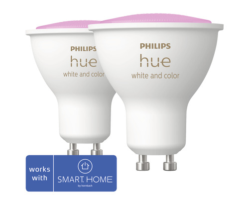 Philips hue Reflektorlampe White & Color Ambiance dimmbar weiß GU10 2x 5,7W 2x 350 lm warmweiß- tageslichtweiß 2 Stk - Kompatibel mit SMART HOME by hornbach-0