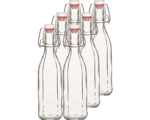 Saftflasche, Vorratsflasche Mehrkant inkl. Bügelverschluss 250ml 6 Stk.-0