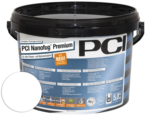 PCI Nanofug® Premium Variabler Flexfugenmörtel für alle Fliesen und Natursteine weiss 5 kg