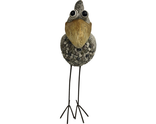 Gartenfigur Dekofigur Lafiora großer Vogel Fiberglas 26,5 x 14 x 50 cm grau