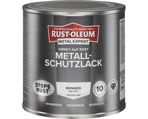 RUST OLEUM METAL EXPERT Metalschutzlack Seidenmatt RAL9010 reinweiß 250 ml