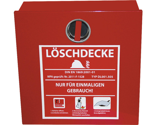 Löschdecken-Behälter 315x305 mm Stahl verzinkt rot