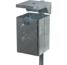 Abfallbehälter mit Wetterschutzhaube und Ascher Stahl verzinkt 50 l-thumb-0