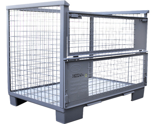 Euro-Gitterbox Stahl nach UIC Norm 435-3 mit 2 Klappen und 2 Beschriftungstafeln