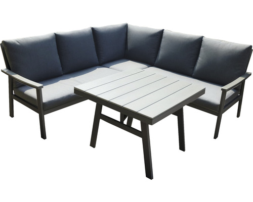 Dining-Set Loungeset Gartenmöbelset SenS-Line garden furniture 5 -Sitzer bestehend aus: 2x Bankmodule, 1 Eckmodul, Tisch Aluminium Anthrazit