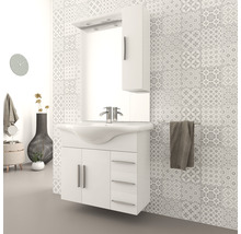 Badmöbel-Set Baden Haus Aida BxHxT 85 x 173 x 50 cm Frontfarbe weiß hochglanz mit Waschtisch Keramik weiß und Waschtischunterschrank Waschtisch Spiegel mit LED-Beleuchtung Wandschrank-thumb-3