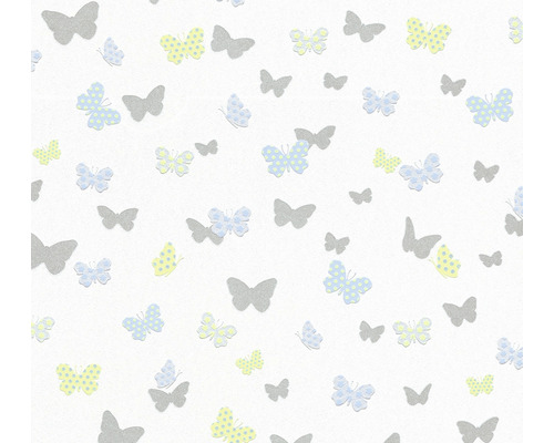 Vliestapete 36933-3 Attractive Schmetterlinge blau grün weiß